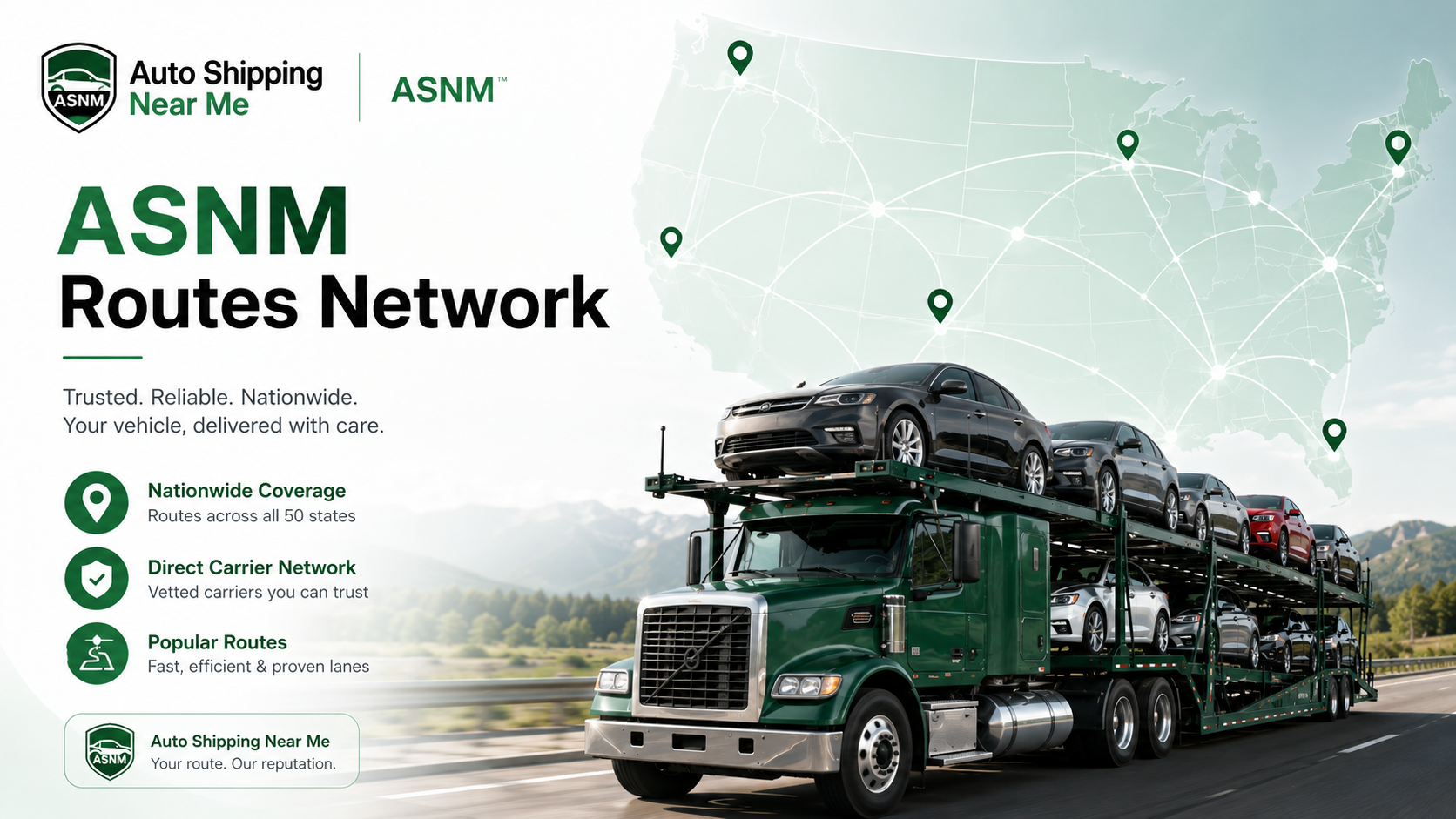 Auto Shipping Near Me route network — 312 car shipping routes nationwide
