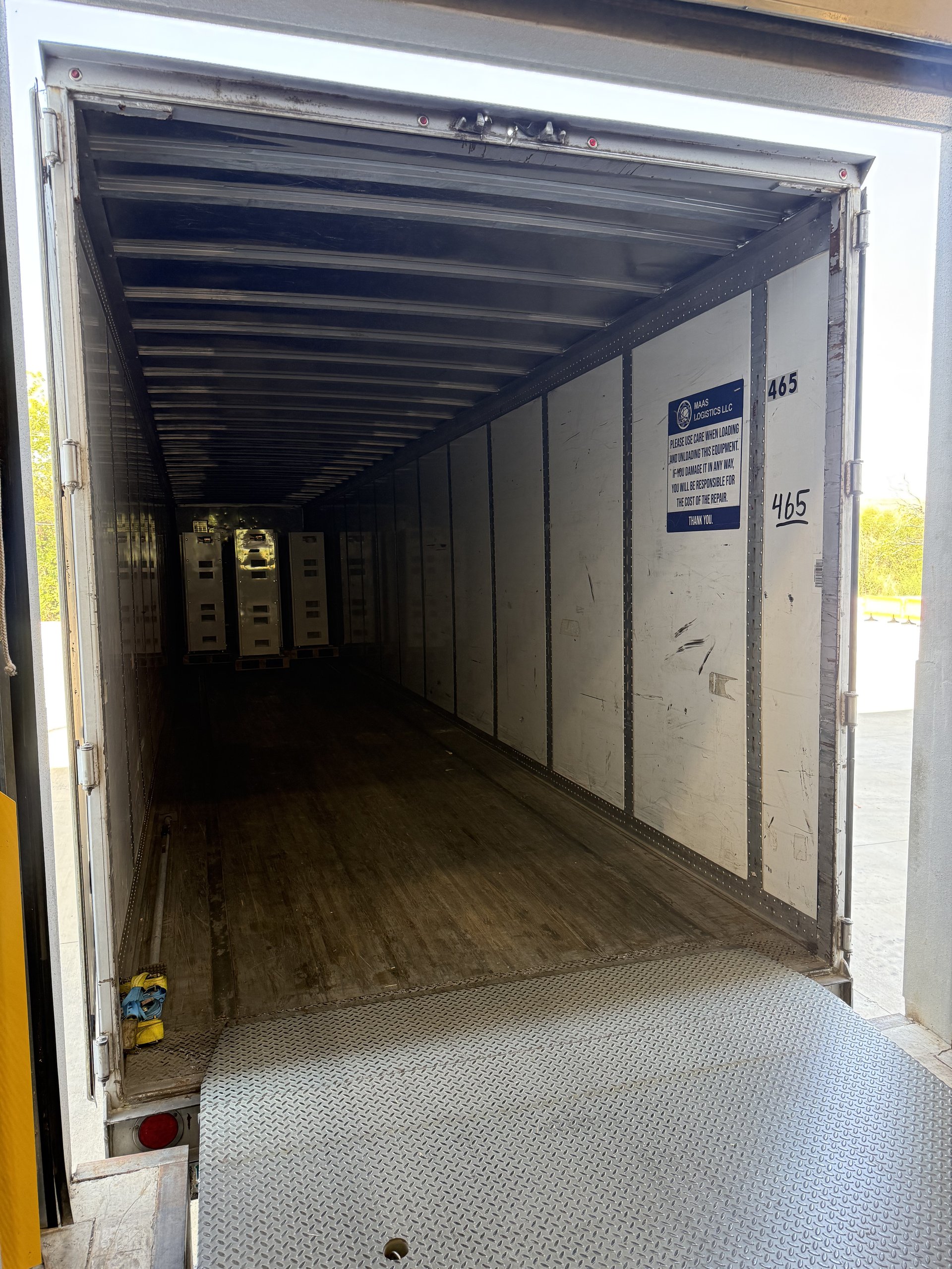Inside a Maas Logistics trailer